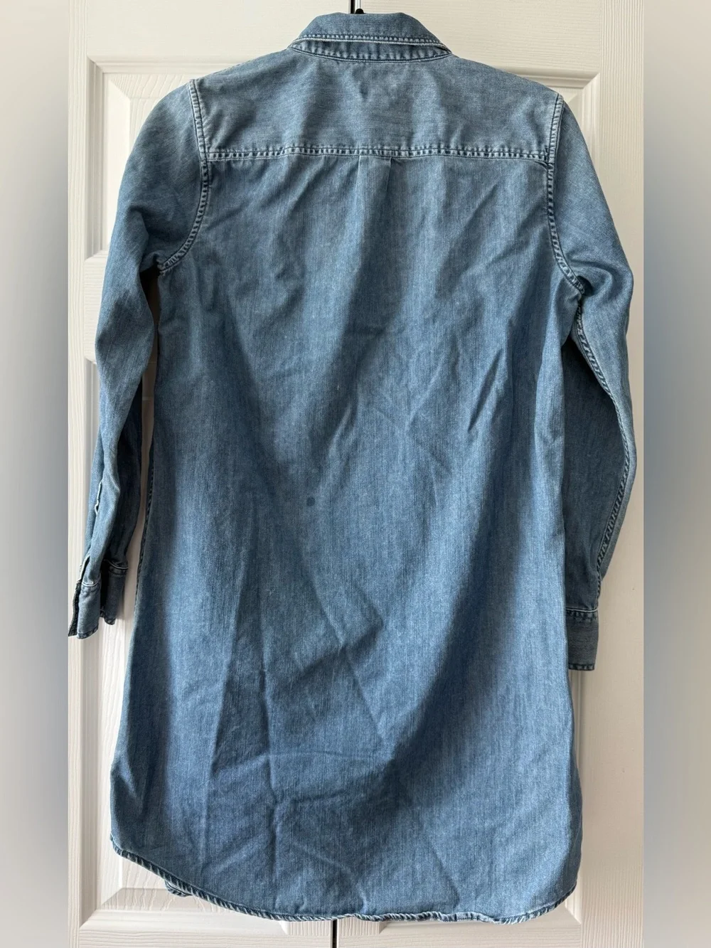 J.Crew Chambray Medium Shirt Dress 100% Cotton Long Sleeve Blue Casual